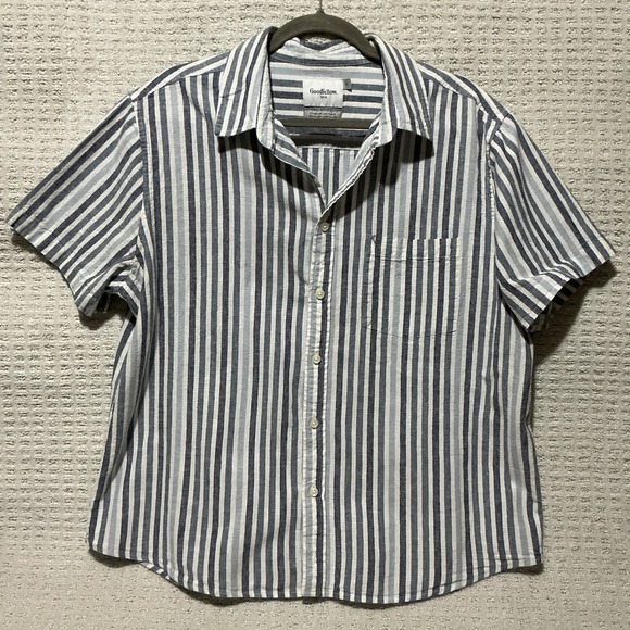 Goodfellow & Co Other - Goodfellow Linen Ticking Stripe Shirt Size XL Mens Preppy‎ Coastal Button Up
